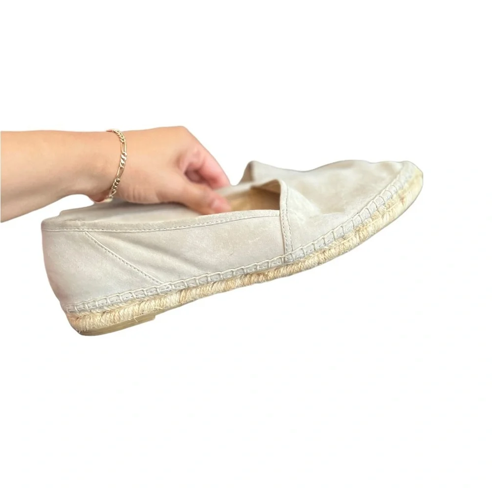 FRYE Espadrilles Leather Suede Gray Cement Closed Toe Flats Loafers Slip Ons